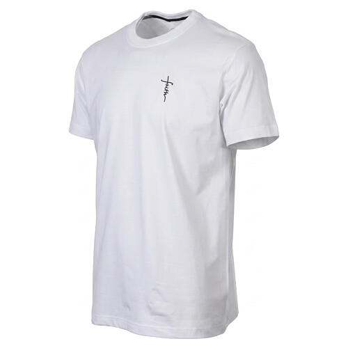 White cotton T-shirt with "Faith" embroidery by Vebi Confezioni 3