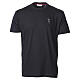 Short-Sleeve Black Cotton T-Shirt with White 'Faith' Embroidery, Vebi Confezioni s1