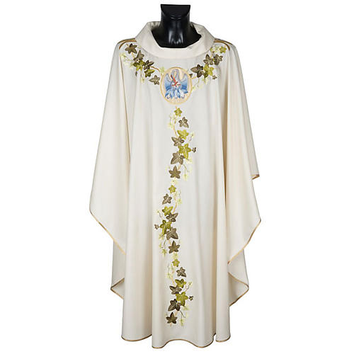 Chasuble and Clergy Stole with Ivy and Pelican Pattern 1