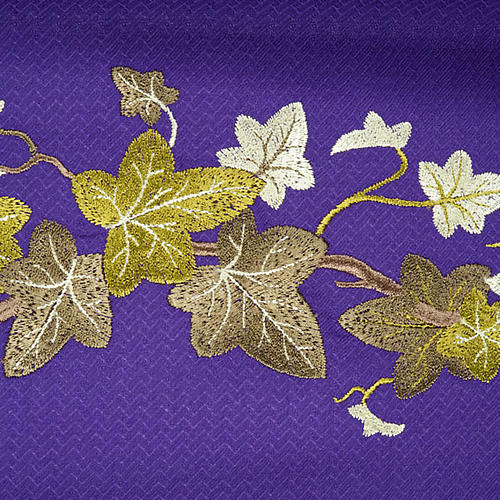 Violet Chasuble and Matching Clergy Stole with Embroidered Ivy 5