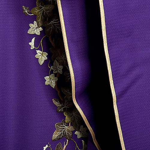 Violet Chasuble and Matching Clergy Stole with Embroidered Ivy 8