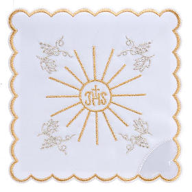 Linges d'autel: Linge d'autel 4 pcs brodé symbole IHS Linges d'autel: Linge d'autel 4 pcs brodé symbole IHS
