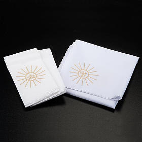 Altar linens: Mass linen set 4 pcs, IHS embroidery Altar linens: Mass linen set 4 pcs, IHS embroidery