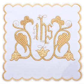 Bielizna kielichowa i welony: Komplet kielichowy 4 cz. symbol IHS dekoracje roślinne