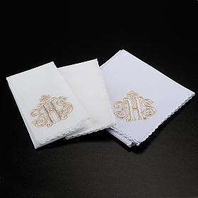 Bielizna kielichowa i welony: Komplet kielichowy 4 cz. symbol IHS złoty