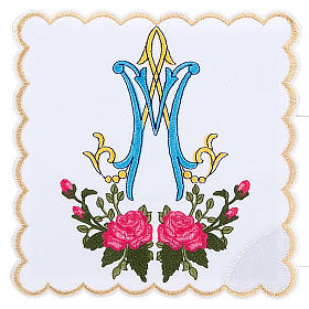 Linge d'autel 4 pcs symbole Marial  et roses