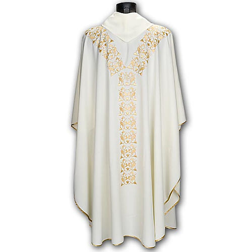 Chasuble with stole, IHS embroidery 2