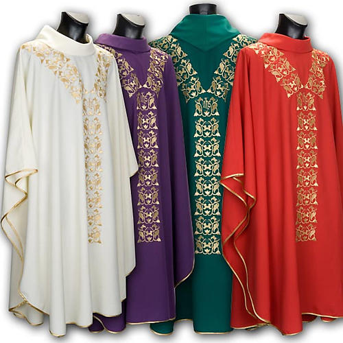 IHS Chasuble with Clergy Stole and Gold Embroidery 1