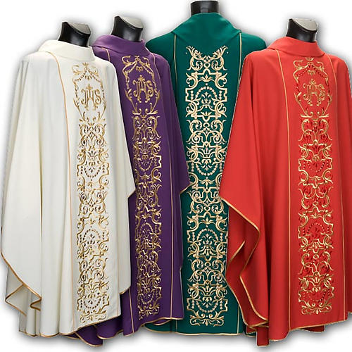 Priest Chasuble and Stole with IHS Embroidery 1
