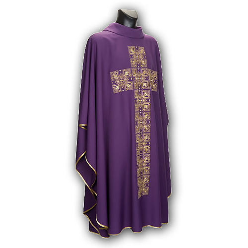 Casula litúrgica e estola bordado grande cruz 8