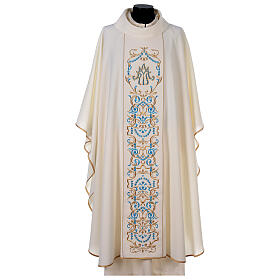 White Marian Chasuble with embroidered orphrey