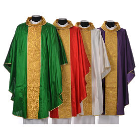 Chasuble with Roll Collar in 100% silk decorated in gold