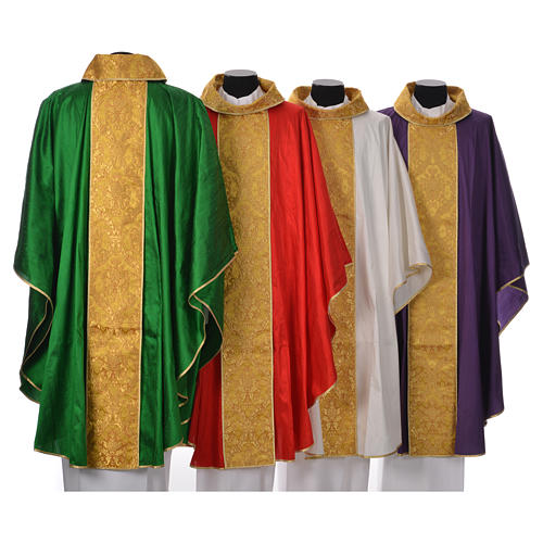 Chasuble with Roll Collar in 100% silk decorated in gold 2