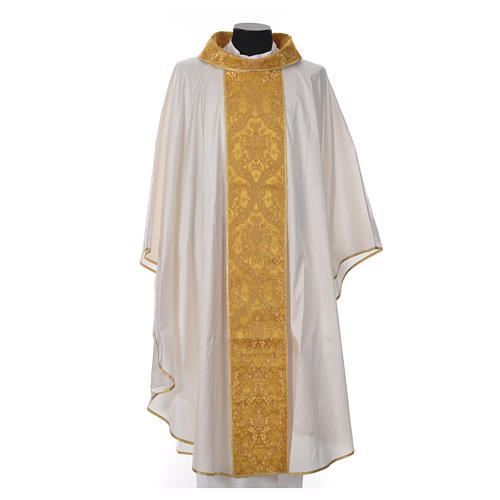 Chasuble with Roll Collar in 100% silk decorated in gold 6