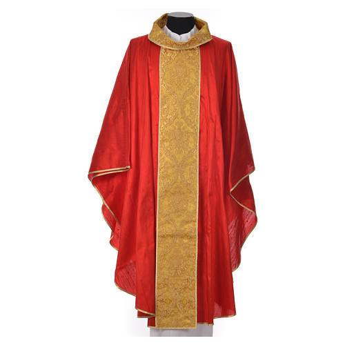 Chasuble with Roll Collar in 100% silk decorated in gold 7