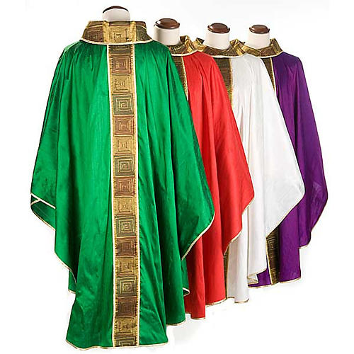 Catholic Priest Chasuble in 100% silk square motif 2