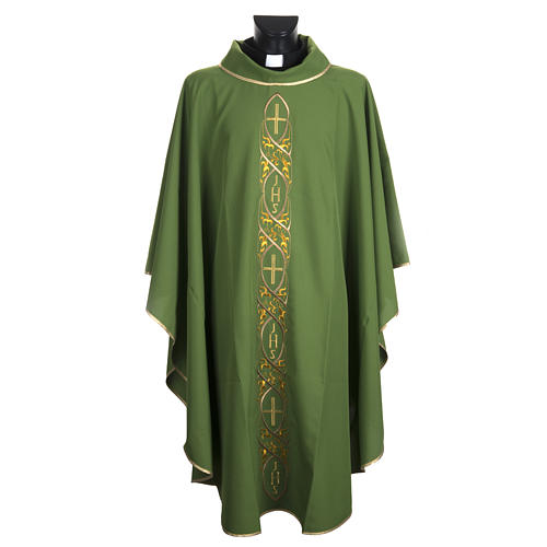 Chasuble liturgique avec broderie IHS 1