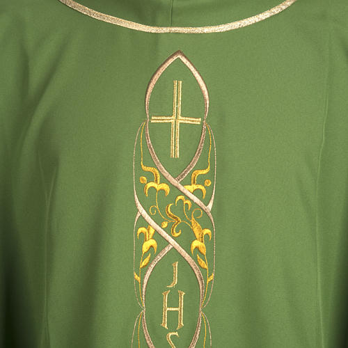 Chasuble liturgique avec broderie IHS 2