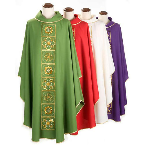Liturgical Chasuble with Center Golden Embroidery 1
