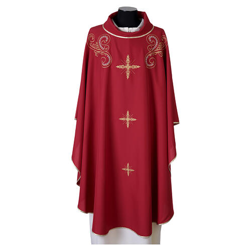 Casulla litúrgica bordado dorado y cruz. 6