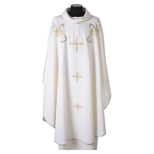 Casulla litúrgica bordado dorado y cruz. 9