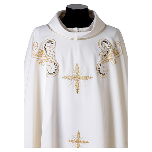 Casulla litúrgica bordado dorado y cruz. 10