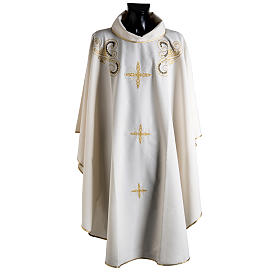 Chasuble liturgie, décor doré et croix