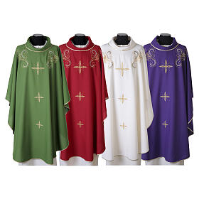 Casula liturgica ricamo dorato croce