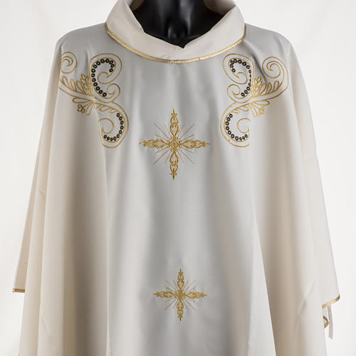 Chasuble with Roll Collar golden cross embroidery 2