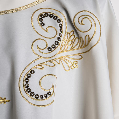 Chasuble with Roll Collar golden cross embroidery 5