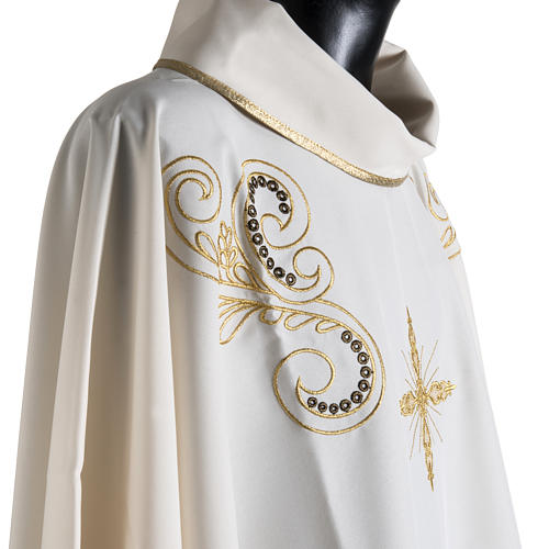 Chasuble with Roll Collar golden cross embroidery 6