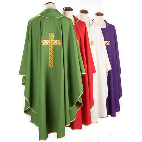 Liturgical chasuble golden cross embroidery 2