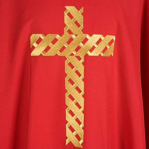 Liturgical chasuble golden cross embroidery 5