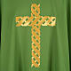 Casulla litúrgica bordado cruz dorada. s4