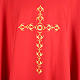 Chasuble liturgique avec croix dorée brodée s3