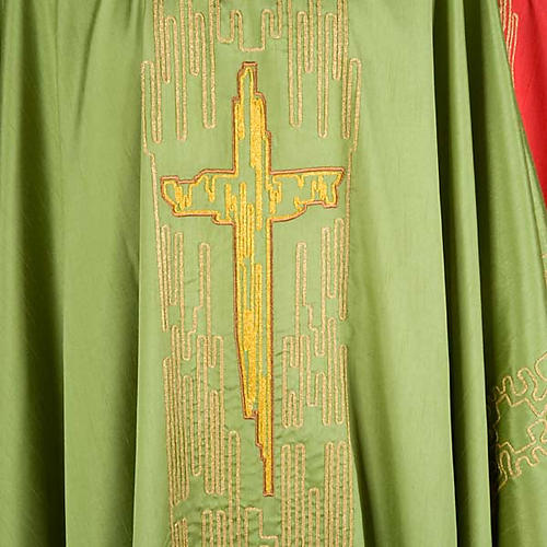 Casulla litúrgica shantung bordado cruz dorada estilizada 4