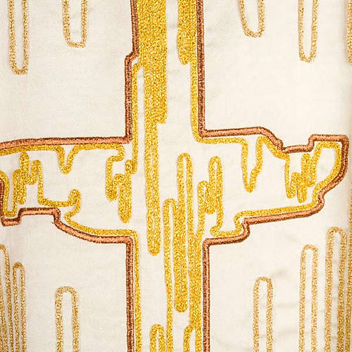 Casulla litúrgica shantung bordado cruz dorada estilizada 9