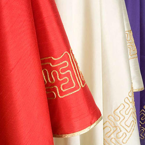 Casula liturgica shantung ricamo croce dorata stilizzata 5
