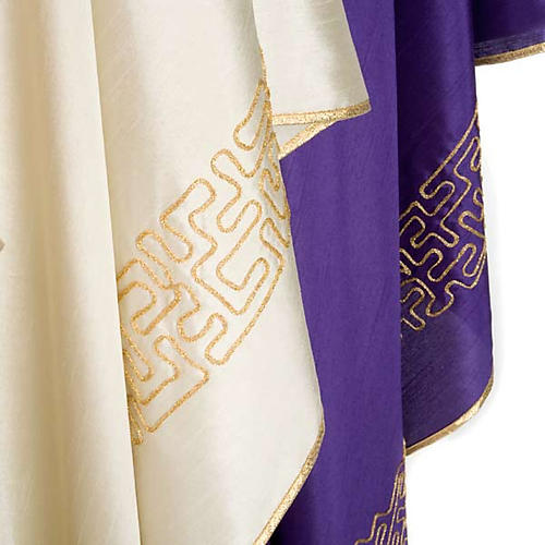Casula liturgica shantung ricamo croce dorata stilizzata 6