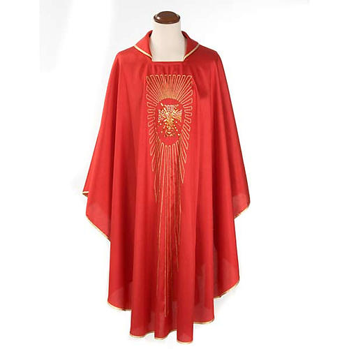 Chasuble liturgique broderie dorée croix avec rayons 1