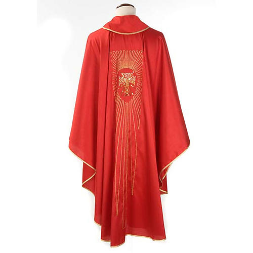 Chasuble liturgique broderie dorée croix avec rayons 2