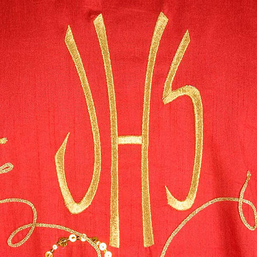 Casula shantung con ricamo dorato vite, uva IHS 7