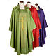 Chasuble liturgique shantung, croix stylisée dorée s1