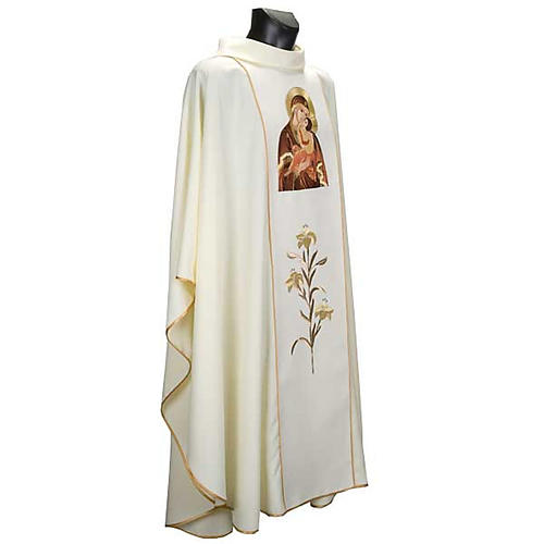 White Marian Chasuble, Mother of Tenderness and Lily 3