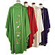 Liturgical chasuble in 100% wool, IHS and roses s2