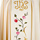 Chasuble liturgique 100% laine, IHS et roses s4