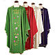 Embroidered Chasuble in 100% wool, IHS and roses s1