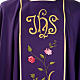 Embroidered Chasuble in 100% wool, IHS and roses s3