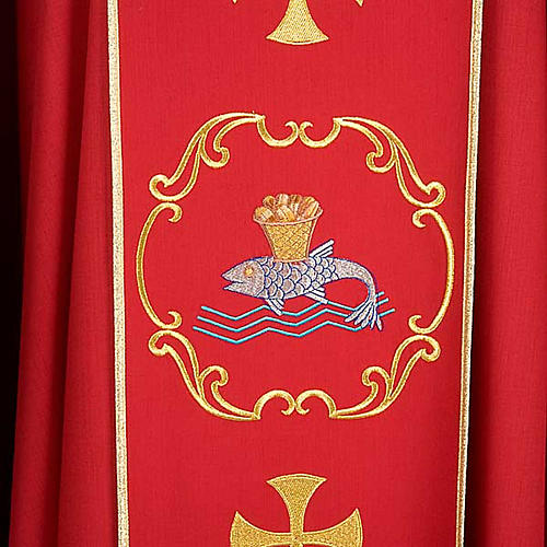 Clergy chasuble in 100% wool, boat & fish and chalice 5