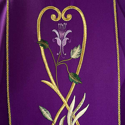 Liturgical chasuble in 100% wool, roses and branches 3
